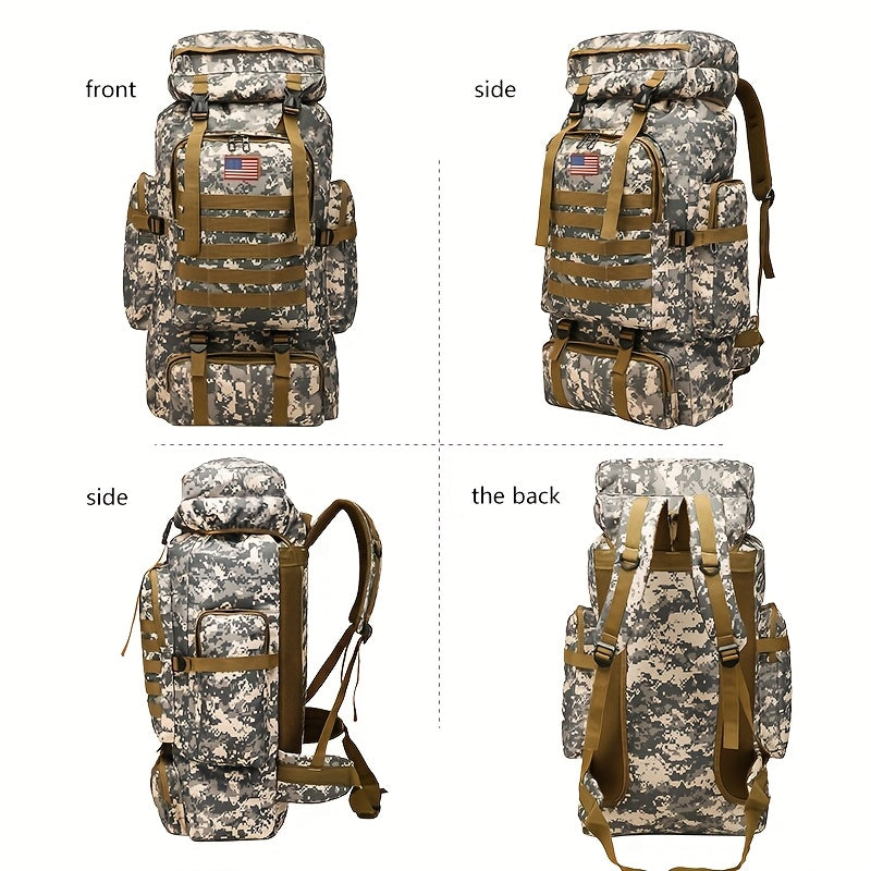 21.13gal Hiking Backpack Tactical Backpack Camping Mountaineering Bag Tactical Backpack 3 Day Assault Pack Chest Pack Large Camping Unisex Camouflage Outdoor With DIY System, Great For Travel, Work, Camping, Hunting, Hiking,
