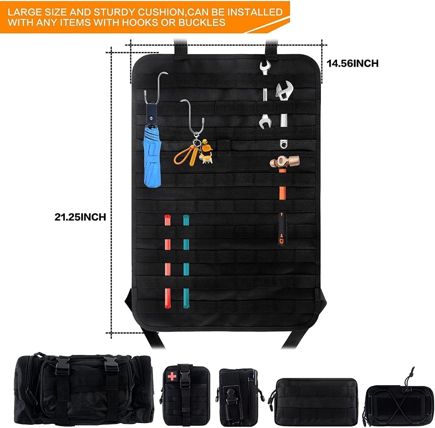 MOLLE Tactical Car Seat Organizer - 5-Pocket Storage System
