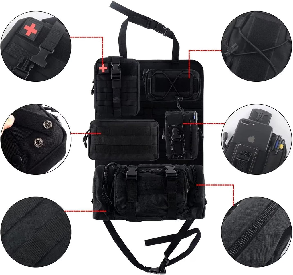MOLLE Tactical Car Seat Organizer - 5-Pocket Storage System