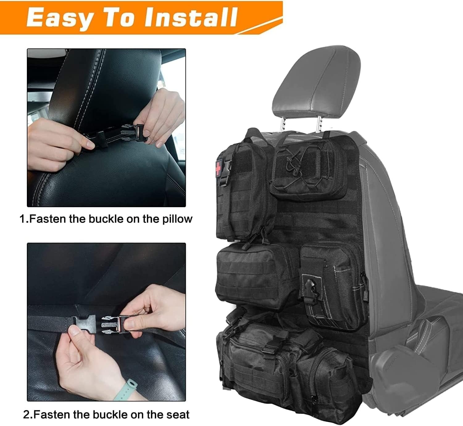 MOLLE Tactical Car Seat Organizer - 5-Pocket Storage System
