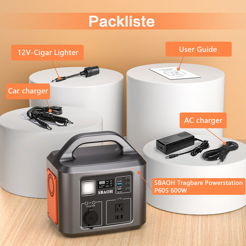 600W Portable Power Station - 538Wh Solar Generator (No Panel)