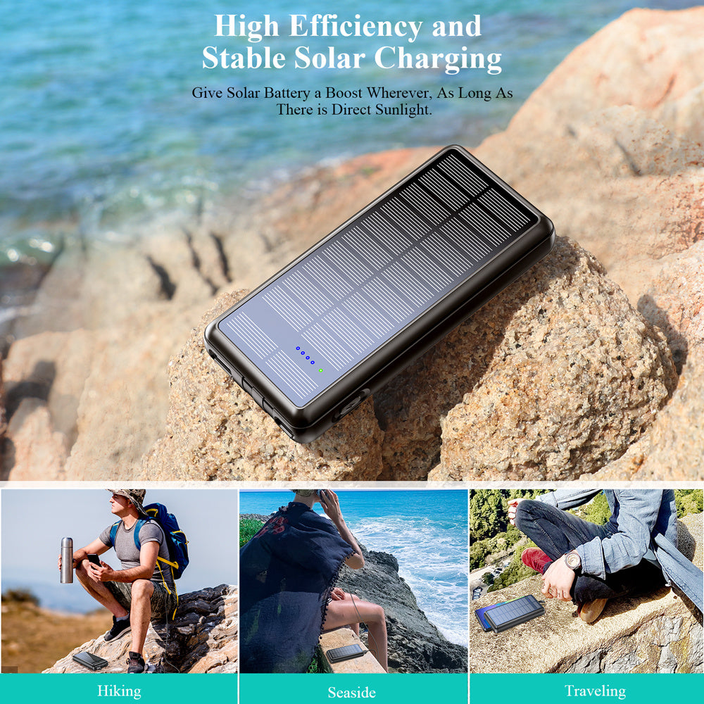 Emergency Solar Charger – Dual-Wire Power Bank for Mobile Devices