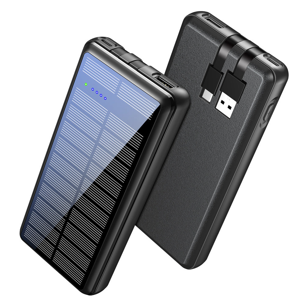 Emergency Solar Charger – Dual-Wire Power Bank for Mobile Devices