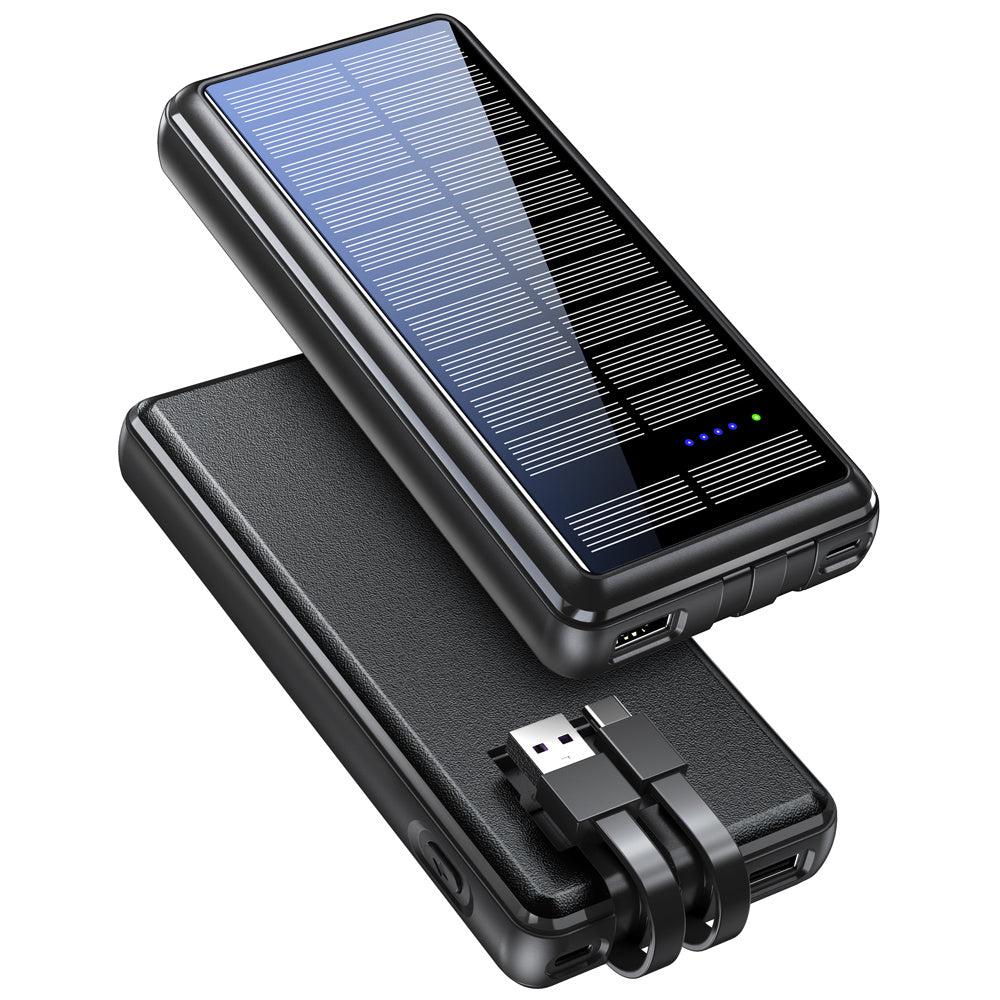 Emergency Solar Charger – Dual-Wire Power Bank for Mobile Devices