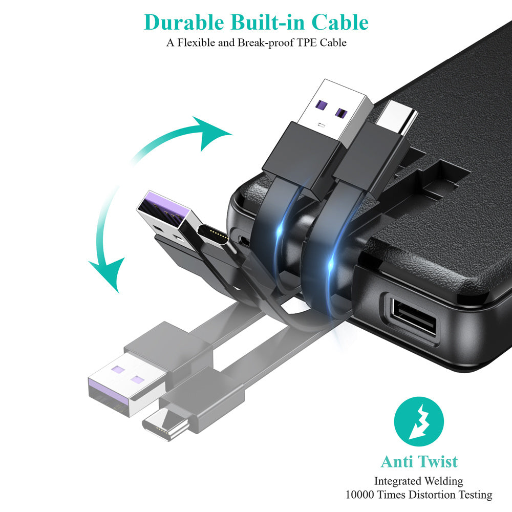 Emergency Solar Charger – Dual-Wire Power Bank for Mobile Devices