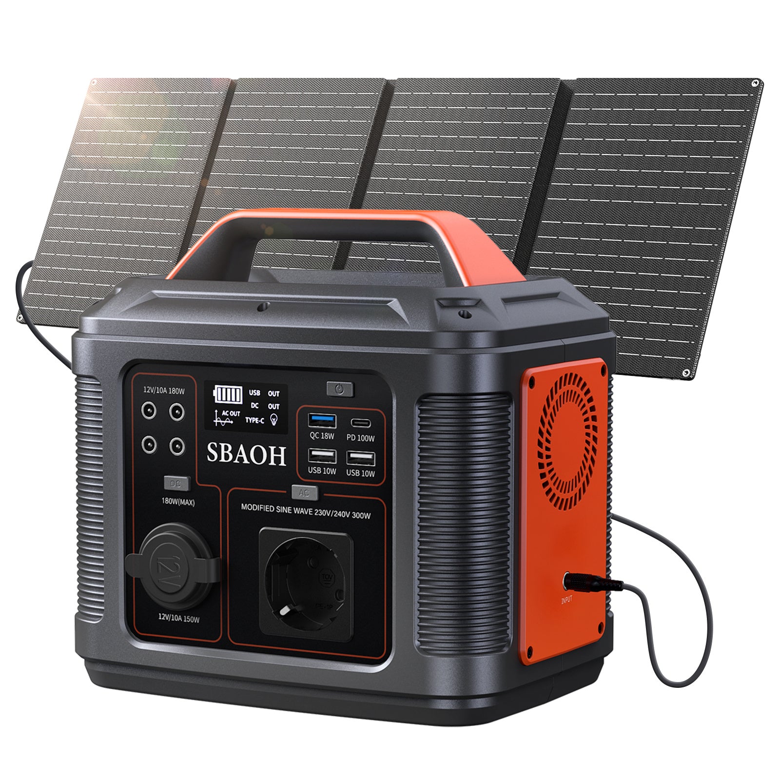 SBAOH 300W Portable Power Station with Solar Panel - 296Wh Battery