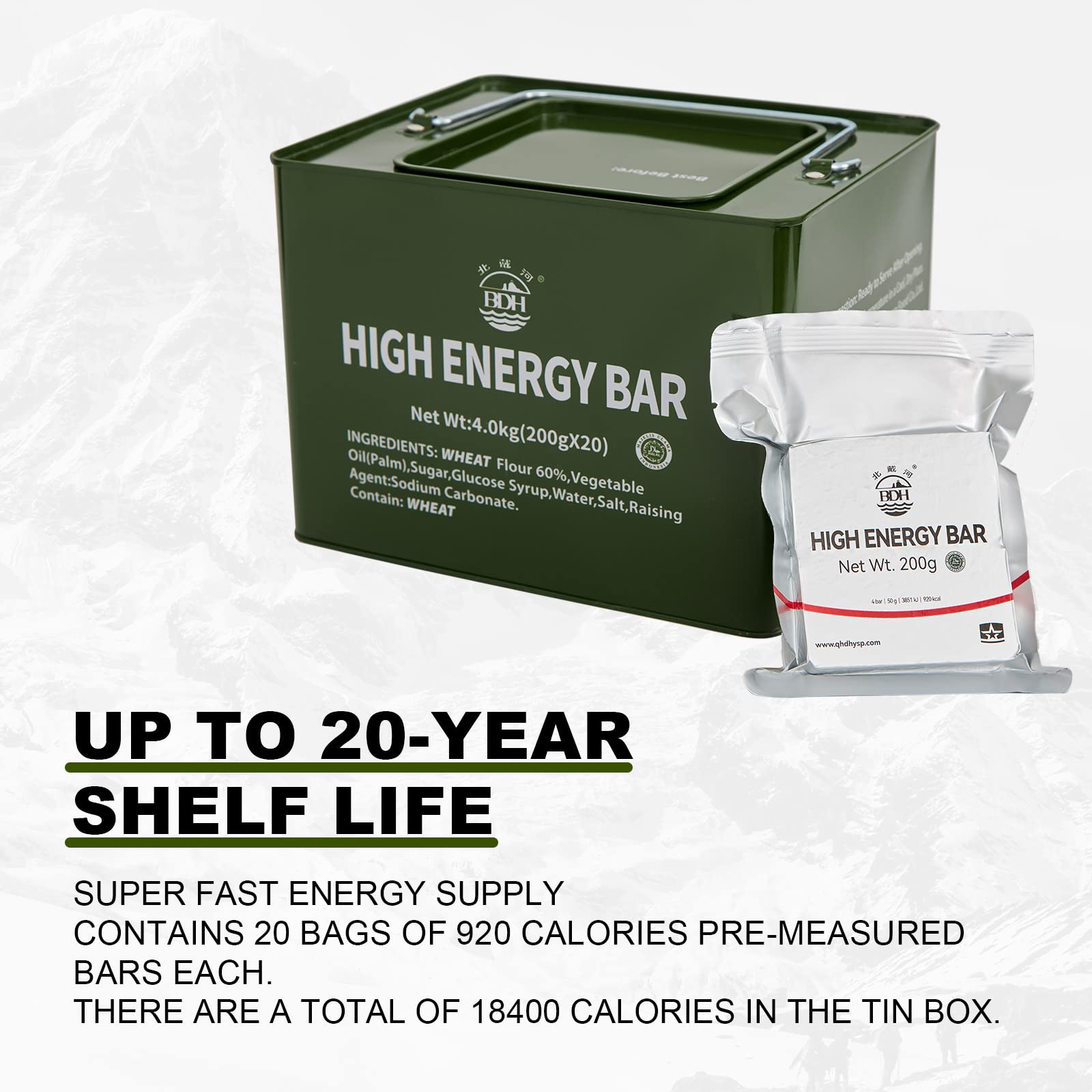 High Energy Emergency Bars – 20pcs x 200gr Metal tank pack