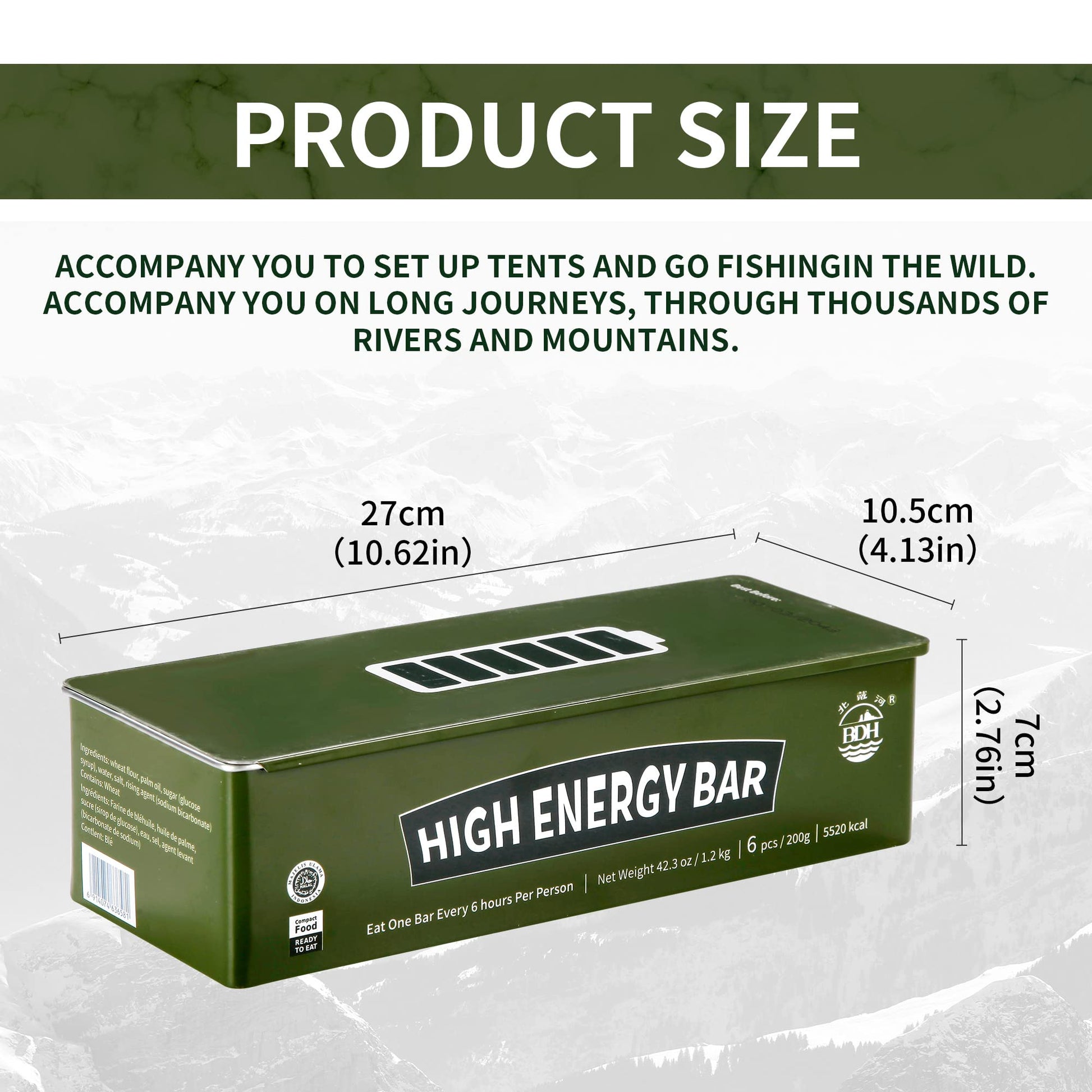 High Energy Emergency food Bars 6x200gr Iron Tin Box