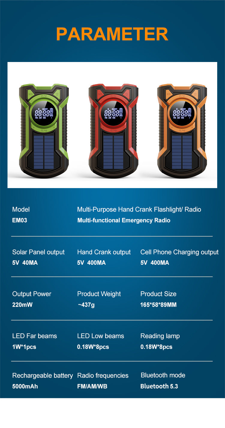 Three-proof Hand-operated Power Generation Flashlight Waterproof Multi-function