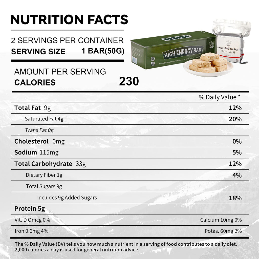 High Energy Emergency food Bars 6x200gr Iron Tin Box