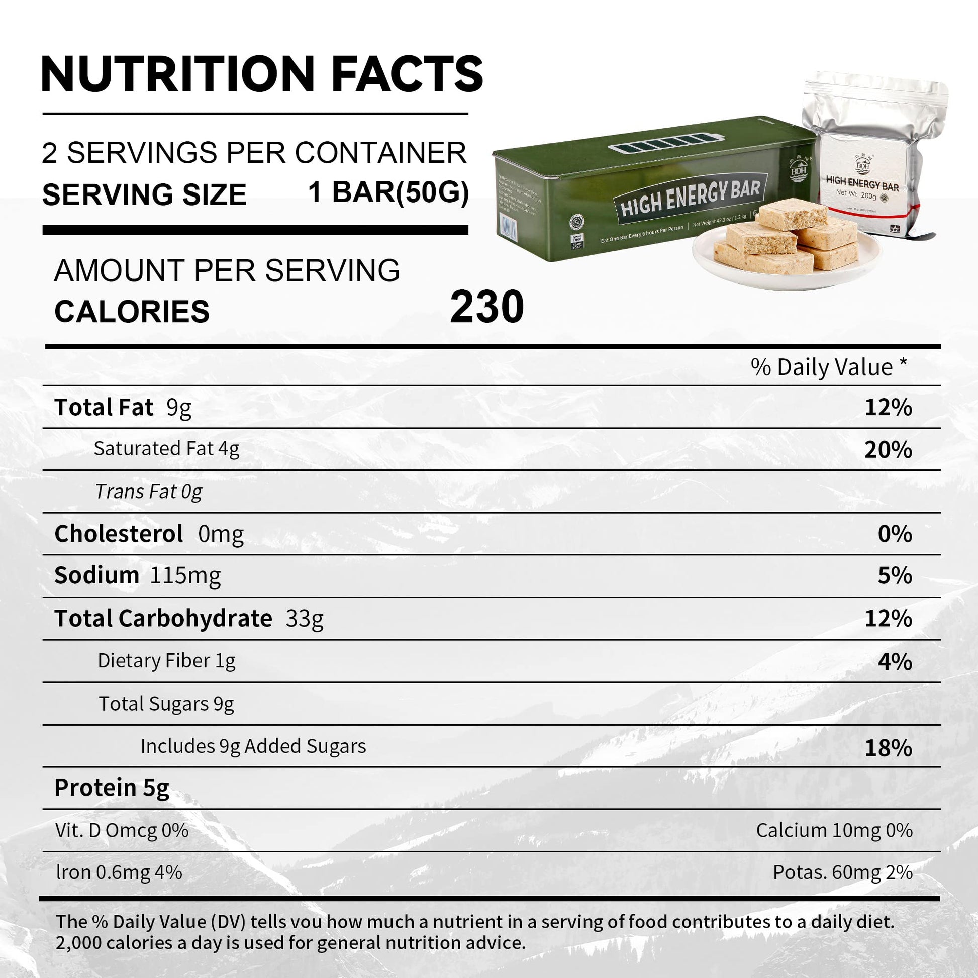 High Energy Emergency food Bars 6x200gr Iron Tin Box