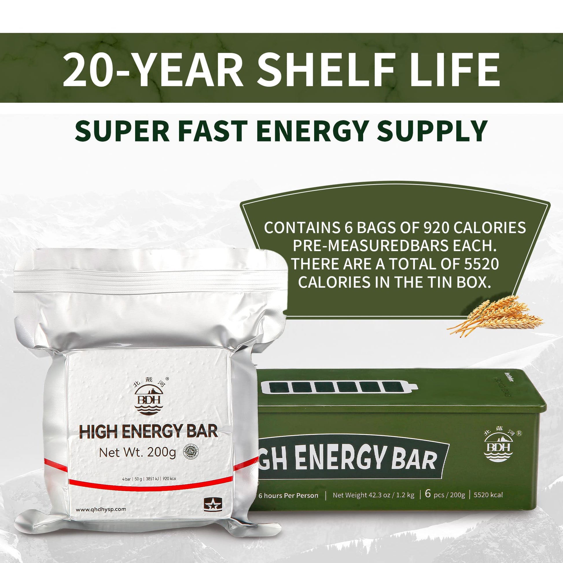 High Energy Emergency food Bars 6x200gr Iron Tin Box