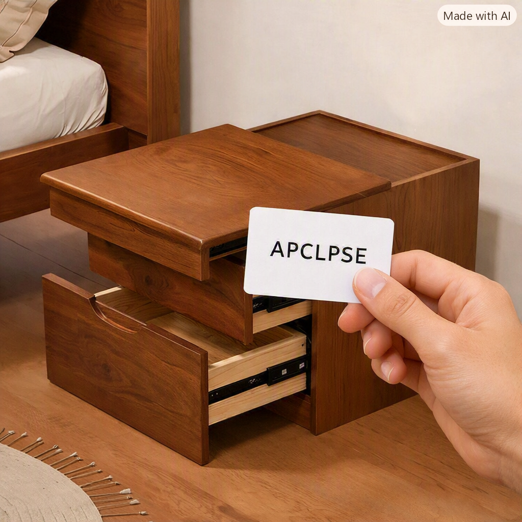 APCLPSE™ SHADOW — 4-Drawer Hidden Storage Nightstand with NFC & Key Lock
