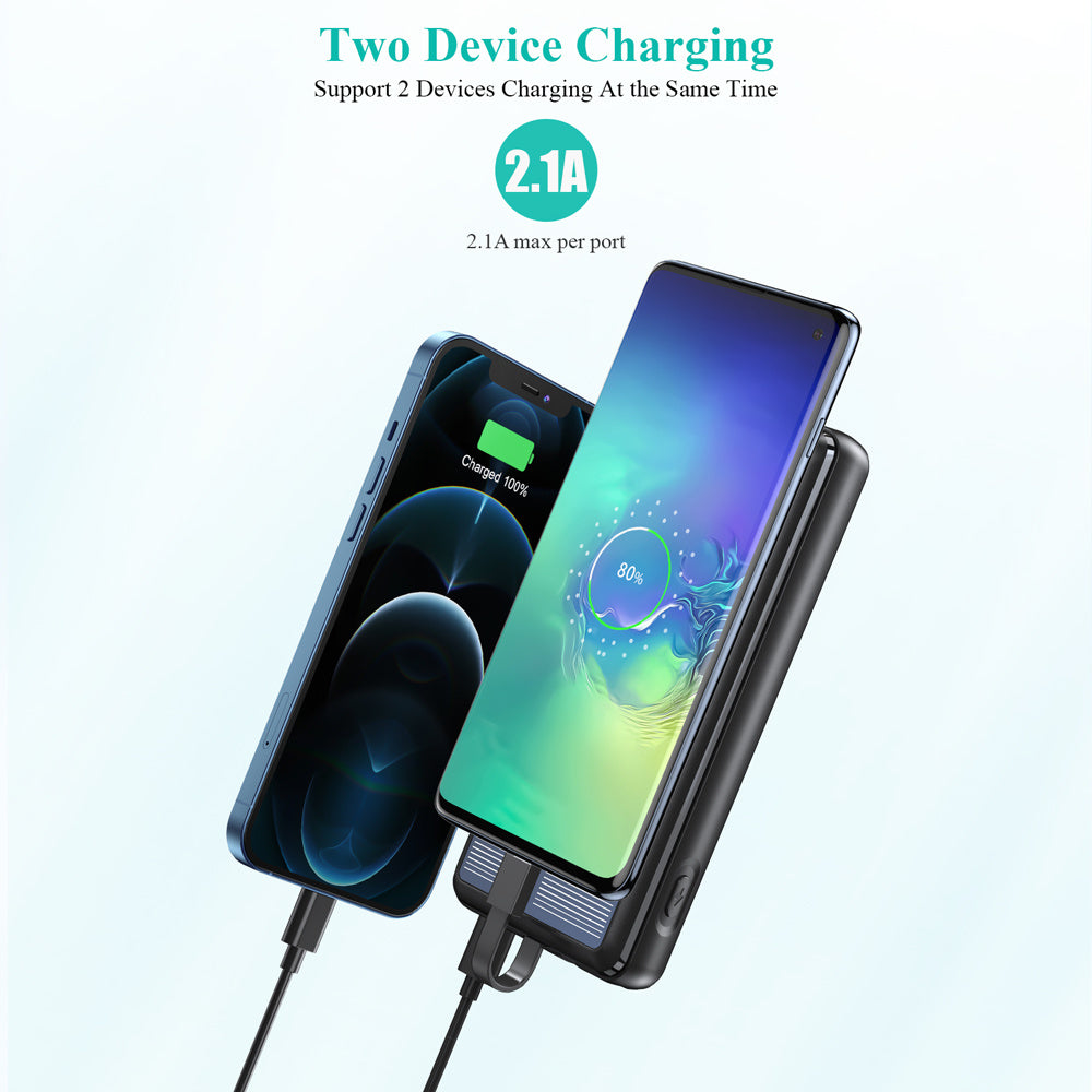 Emergency Solar Charger – Dual-Wire Power Bank for Mobile Devices