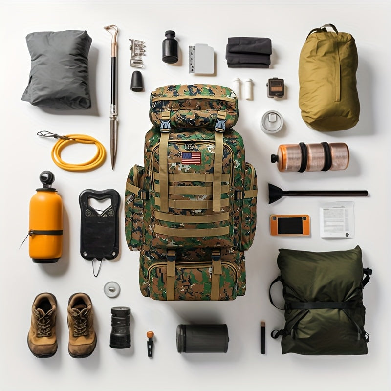 21.13gal Hiking Backpack Tactical Backpack Camping Mountaineering Bag Tactical Backpack 3 Day Assault Pack Chest Pack Large Camping Unisex Camouflage Outdoor With DIY System, Great For Travel, Work, Camping, Hunting, Hiking,