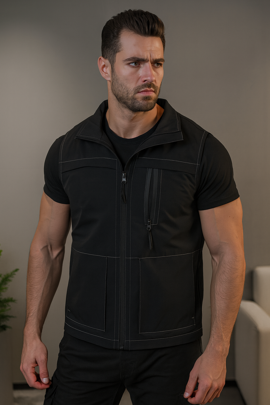 Hard stab proof vest
Inside the vest, two carbon‑fiber armor boards